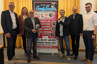 Stefan Reinhardt & Virginia Schweitzer (AHG), Enrico Heß & Marcel Bock (KTS), Mario Greiner (Kreissparkasse), Markus Kraus (HIWESO) © KTS